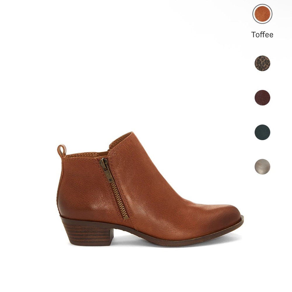 🆕 Lucky Brand Basel Ankle Booties in Toffee Leather, 7